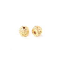 Cuentas de ojo de libélula de latón de Color dorado de 18K con patrón, cuentas espaciadoras de barril de bola redonda, fabricación de joyería, accesorios de pulseras Diy - details 58