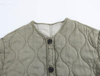 Vintage Women Long Sleeve O Neck Quilted Jacket Female Single Breasted Autumn Short Padded Coat Streetwear Outfits - details 2