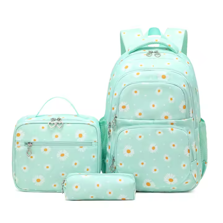 Mochila escolar con estuche para lápices para niñas, lonchera para adolescentes, color negro, Juego de 3 unidades, 2023 - 1