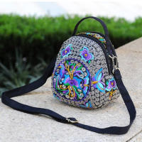 Mochila bordada con flores para mujer, bolsa de hombro de viaje, regalo Floral, Bohemia - details 3