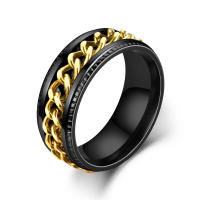 Anillo giratorio de 8mm a la moda para hombres y mujeres cadena cubana de acero inoxidable Spinner banda antiestrés anillos de ansiedad regalos de joyería - details 6