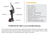 VVOSAI 20V MT-SER sierra de cadena sin escobillas de 6 pulgadas Mini sierra de poda portátil herramienta de corte de sierra eléctrica portátil para carpintería - details 1