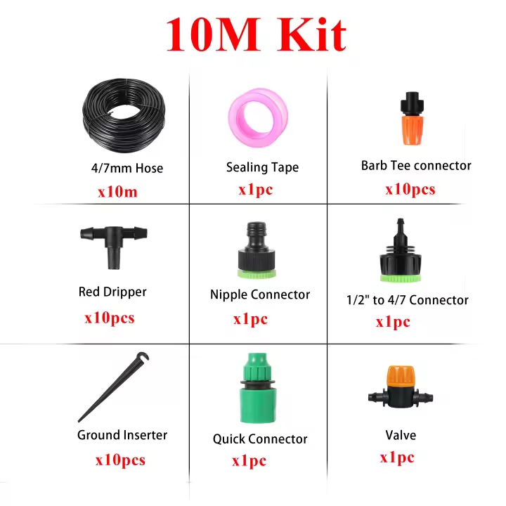 Kit de riego automático por goteo, rociador de nebulización, cama de flores para jardín, invernadero, césped, bricolaje, 10/15/20/25/30M - 1