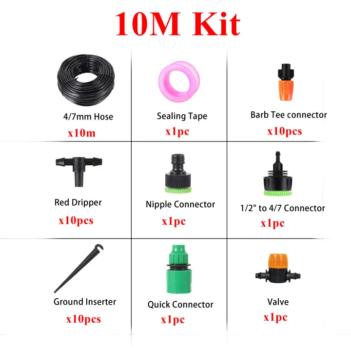 Kit de riego automático por goteo, rociador de nebulización, cama de flores para jardín, invernadero, césped, bricolaje, 10/15/20/25/30M - 1