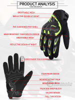 SUOMY Guantes de motociclismo Verano Altamente Transpirable Anti-caída Motocross Moto Moto Guante PVC Protegido Verde Fluorescente - details 7
