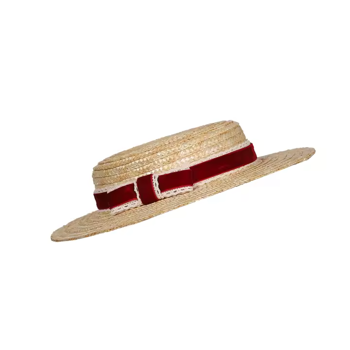 Sombrero de paja de ala corta Retro para mujer, elegante sombrero de copa para fiesta de té y boda con cinta de ganchillo, gorro de viaje de verano para mujer - 1