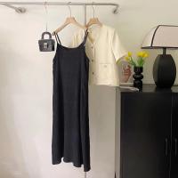 Camisola Vintage sin mangas, vestido a media pantorrilla para mujer, negro, rosa, morado, blanco, plisado, vestidos por debajo de la rodilla, vestidos de noche para niña, ropa - details 8