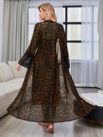 Pijamas de mujer, conjunto de albornoz con estampado de leopardo, batas y malla ENCE, vestidos de novia, pijamas largos con top abierto - details 4