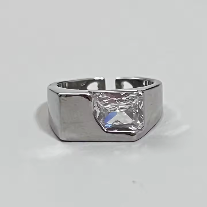 Anillo de Compromiso ZhongT Y2K con Cruz de Cristal y Estrella Brillante para Mujeres y Hombres Joyería Creativa para Fiestas - 1