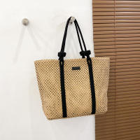 Bolso de mano tejido de paja para mujer, bolsa de playa elegante, informal, con asa superior, a la moda - details 13