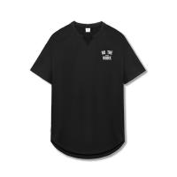 Gym Bodybuilding Fitness Shirt Summer Casual Breathable Quick Dry Elastic Tops Men Fashion Solid Print Short Sleeve Slim T-shirt - details 9