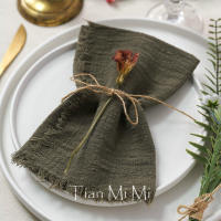 Servilletas rústicas de algodón de gasa, tela de lino Retro elegante y suave para fiesta de boda, comedor, decoración de mesa de uso diario - details 18