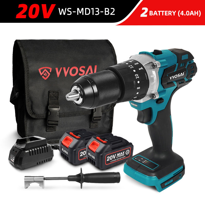 VVOSAI-taladro eléctrico sin escobillas, torques de 20 destornillador inalámbrico, batería de iones de litio, taladro para batería Makita de 18V