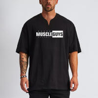 New Summer Cotton Short Sleeve T-shirt Men Running Shirts Gym Fitness Loose Plus Size T Shirts Man Casual Fashion V-neck Tops - details 2
