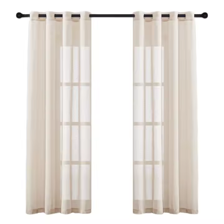 RYB HOME-cortinas transparentes de lino blanco, paneles semitransparentes verticales elegantes de lino Natural abierto para puerta francesa de granja, 1 unidad - 1