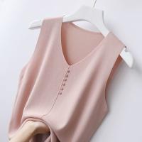 Top de Tanque de Seda de Hielo Grande Cuello en V Suelto, Manga Sin Cinturón, Top Casual para Mujeres Hecho en China, Tallas S-6XL - details 0