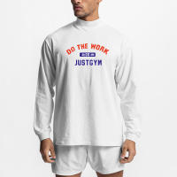 Oversized Long Sleeve T shirts Mens Autumn Cotton Dropped Shoulder Mock Neck T-shirt Men Loose Hip-Hop Sports Fitness Tee Shirt - details 7
