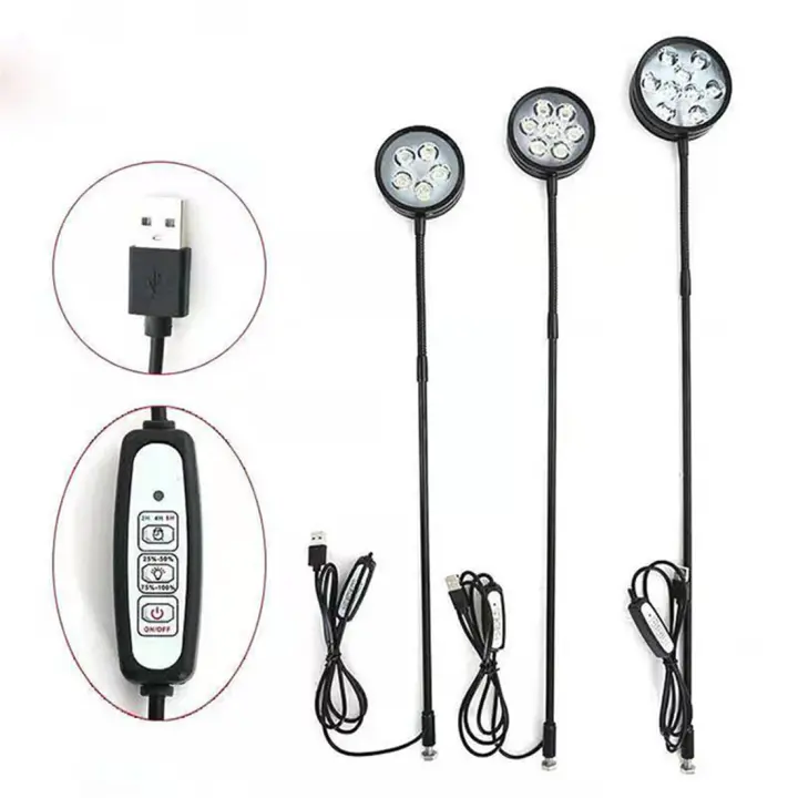 Luz LED regulable para acuario, alimentada por USB, con temporizador, 360 grados, espectro completo, luz para pecera, crecimiento de plantas, botella suculenta - 1