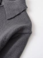 Women Casual Long Sleeve Polo Collar Knit Pullover Autumn Winter Gray Sweater - details 4
