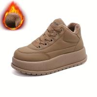 Women Solid Color Soft Soled Thickened Warm Sneakers Trendy And Comfortable Versatile Height Increasing Soled Sports Shoes - details 1