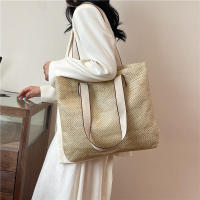 Bolso de mano tejido de paja para mujer, elegante, informal, con asa superior, Retro, a la moda - details 6