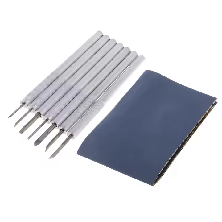 7pcs Escultura De  De Aluminio Talla Sistema De Herramienta De Cuchillas De Cincel Para Artes De DIY - 1