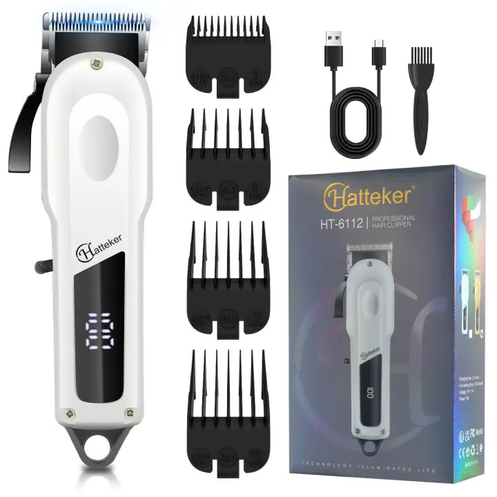 Hatteker-maquinilla eléctrica para cortar el pelo, salón profesional, cortapelos de alta potencia, uso doméstico, afeitadora de barba, empujador, carga USB - 1