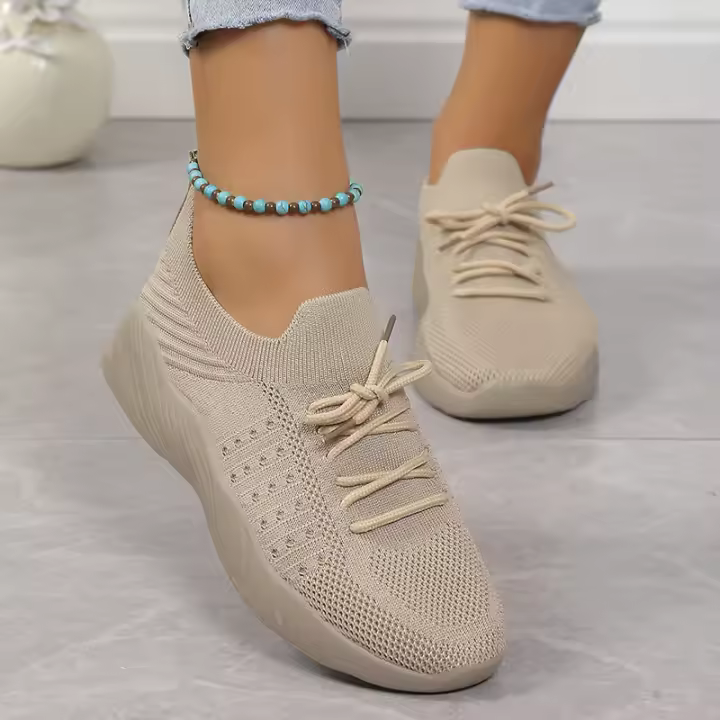Zapatillas de Mujer Deporte de Tenis Transpirables con Cordones Ligero Antideslizante Casual para Primavera 2024 con Tacones Planos - 1