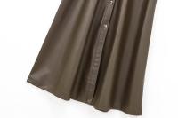 New Women Autumn Winter Faux Leather Shirt Dress Long Sleeve Lapel Collar With Belt A-line Midi Dresses High Street Vestidos - details 8