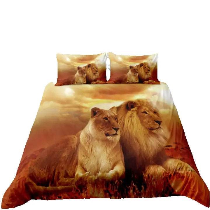 Funda de edredón Funda nórdica con diseño de león negro y funda de almohada - 1
