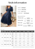 2024 Spring and Summer Women's Short Sleeve V-Neck High Waist Retro Elegant Dress - details 0