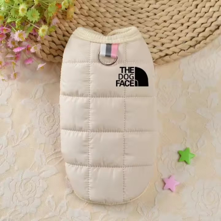 Ropa de diseño de moda para perro, abrigo cálido de invierno para mascotas, pequeña y mediana cara de perro, logotipo estéreo para Chihuahua, disfraz de Bulldog Francés - 1