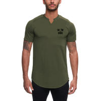 Gym Bodybuilding Fitness Shirt Summer Casual Breathable Quick Dry Elastic Tops Men Fashion Solid Print Short Sleeve Slim T-shirt - details 6