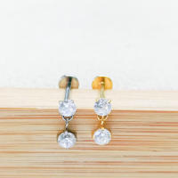 Pendientes de titanio G23 para cartílago, aretes con forma de estrella, corazón, CZ, 16G, circonita roscada interna, joyería para Piercing de Tragus de oreja, 1 unidad - details 3