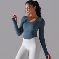Camiseta de Yoga Sin Costuras para Mujer Deporte Top Largo Manga Larga Ropa de Gimnasio Camiseta de Correr para Entrenamiento Activo Vestimenta Ajustada Material Exterior Poliéster Temporada Primavera/Verano - details 18