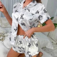 Conjunto de mujer, ropa de dormir de manga corta de seda satinada lujosa, ropa informal para el hogar, ropa de dormir para mujer - details 67