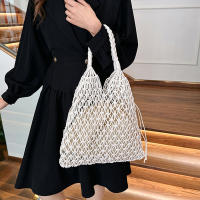 Bolsos de ganchillo de moda para mujer, bolso de mano de playa de rafia, bolso de paja, bolso de hombro de punto bohemio - details 2