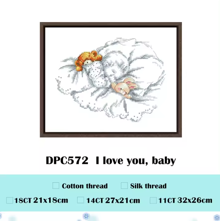 Kits de punto de cruz para bebé dormido, paquete de lienzo bordado sin imprimir, costura hecha a mano, 18CT, 14ct, 11CT - 1