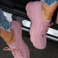 Women Thick Bottom Sneakers Mesh Casual Shoes Solid Women's Shoes Comfortable Breathable Summer Outdoor Ladies Lace Up Flats - details 3