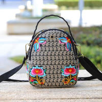 Mochila bordada con flores para mujer, bolsa de hombro de viaje, regalo Floral, Bohemia - details 14