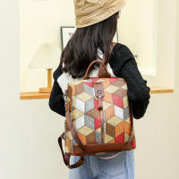 Mochila a cuadros de cuero PU suave para mujer, morral grande, bolsa de viaje, mochila escolar grande para Gir - details 5