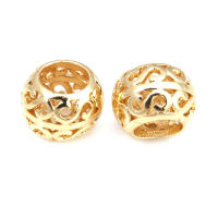 Cuentas de ojo de libélula de latón de Color dorado de 18K con patrón, cuentas espaciadoras de barril de bola redonda, fabricación de joyería, accesorios de pulseras Diy - details 26