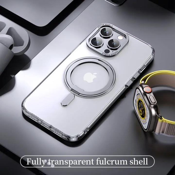 Funda Transparente Con Soporte Magnético Giratorio Para IPhone 17 Pro, Compatible Con MagSafe, Protección Militar Contra Caídas