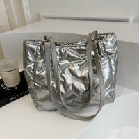 Bolsos de mano acolchados de gran capacidad para mujer, bolsos de hombro acolchados de algodón de plumón, bolsos de axilas de moda para niñas, bolsos hinchados de invierno - details 2