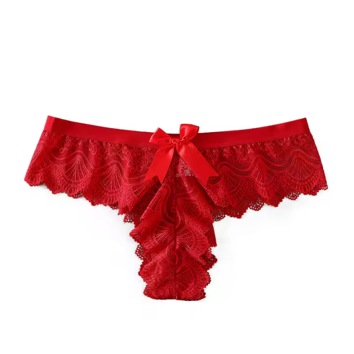 Bragas de Encaje Sexy para Mujer, Ropa Interior Bonita con Espalda en T, Señora, Sujetador de Talla pequeña para Navidad Especial - 1