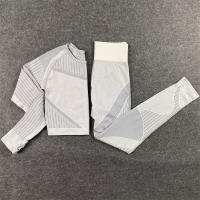 Conjunto de Yoga Sin Costuras Hueco Out para Mujeres Traje Deportivo de 2 Piezas Top Corto Sujetador Leggings Para Gimnasio Fitness Set de Primavera/Verano Hecho en China Material Elástico y Poliéster - details 61