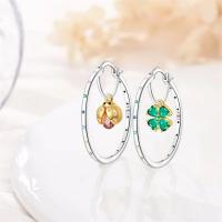 Pendientes de aro de plata de ley 2024 para mujer, exquisitos pendientes de aro con forma de estrella de mar y mariquita de cuatro hojas, regalo de joyería de boda y compromiso, novedad de 925 - details 12
