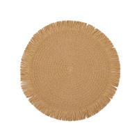 Mantel de Papel Tejido Minimalista con Flecos Posavasos Decorativos para Mesa de Cena Redondo con Aislamiento Térmico - details 4