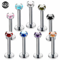 Piercing de titanio g23 para la oreja, pendientes clásicos de moda unisex, piercing para el cuerpo, labret, labio, circonita anodizada, piedras preciosas, 2 piezas - details 2
