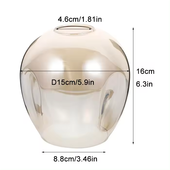Pantalla de Cristal de coñac, reemplazo de cubierta de pantalla de lámpara decorativa para luces colgantes simples, accesorio de pantalla de lámpara, anillo fijo - 1
